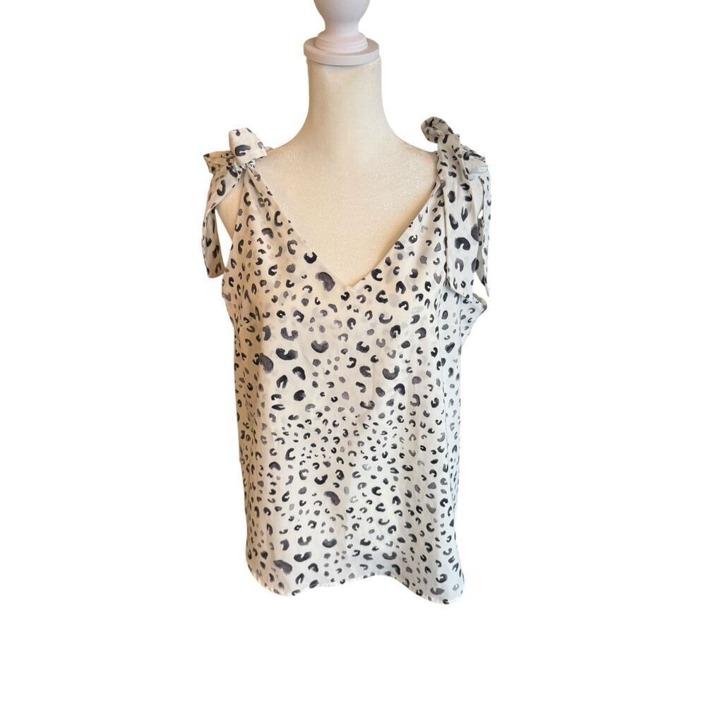 Renee C shoulder tie leopard print tank top size large